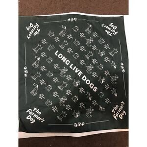 The Farmer’s Dog Green White Scarf Bandana Long Live Dogs 21" Square Puppy Paws